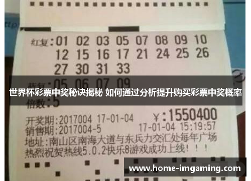 世界杯彩票中奖秘诀揭秘 如何通过分析提升购买彩票中奖概率
